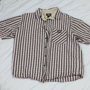 Dickies Black and White Striped Button-Up Shirt